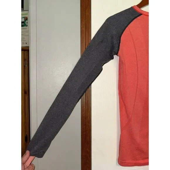 Lululemon Run Swiftly Tech Orange Gray Heather Long Sleeve Shirt Size 6 - Picture 10 of 12